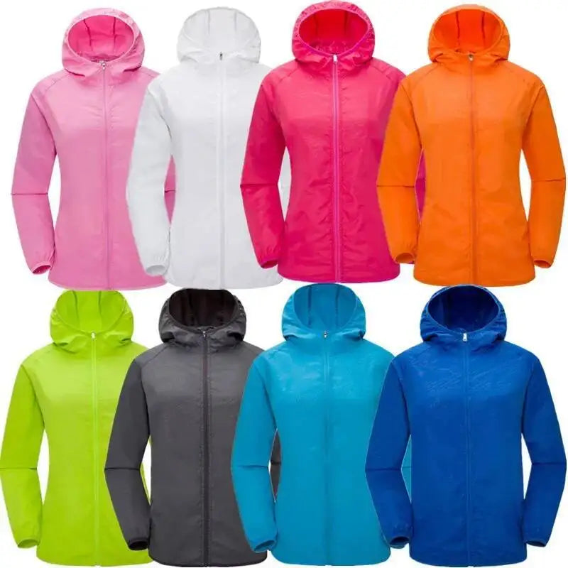 Hooded Long Sleeve Full Zip Outdoor Hiking Jacket with Pockets