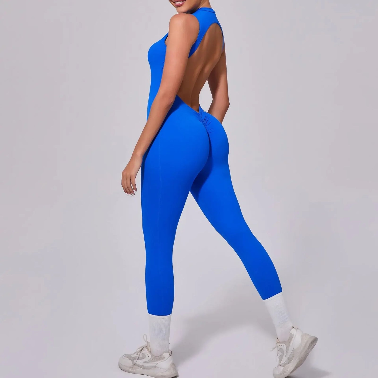 Women's High Neck Workout One Piece with Back Cutout and Leg Length Options