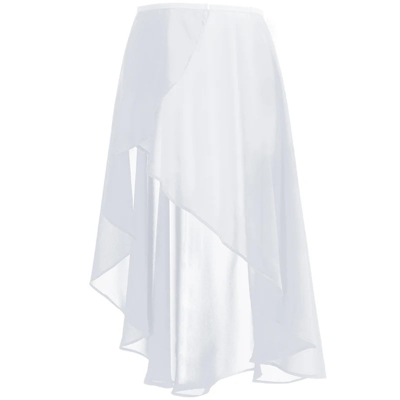 Women's Long Chiffon Ballet Wrap Skirt with Adjustable Buckle Waist