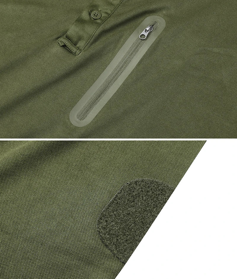 Men's Short Sleeve Polo Shirts Summer Tactical Polo with Zip Pocket Outdoor Hiking Golf Shirt Big Plus Size USA Size