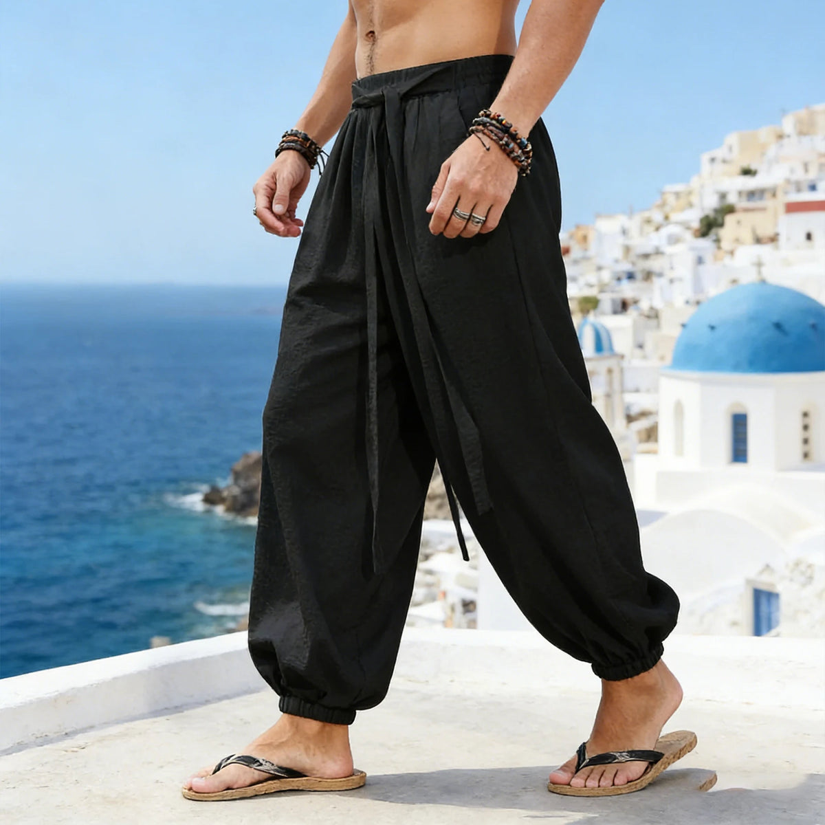 Men's Elastic Waist Loose Fit Casual Pants For Everyday Wear