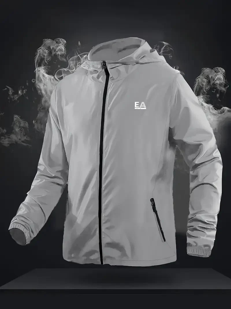 Hooded Long Sleeve Full Zip Outdoor Hiking Jacket with Pockets