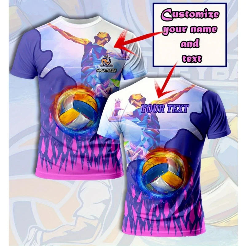 Volleyball Graphic Short Sleeve Crew Neck Sports T Shirt