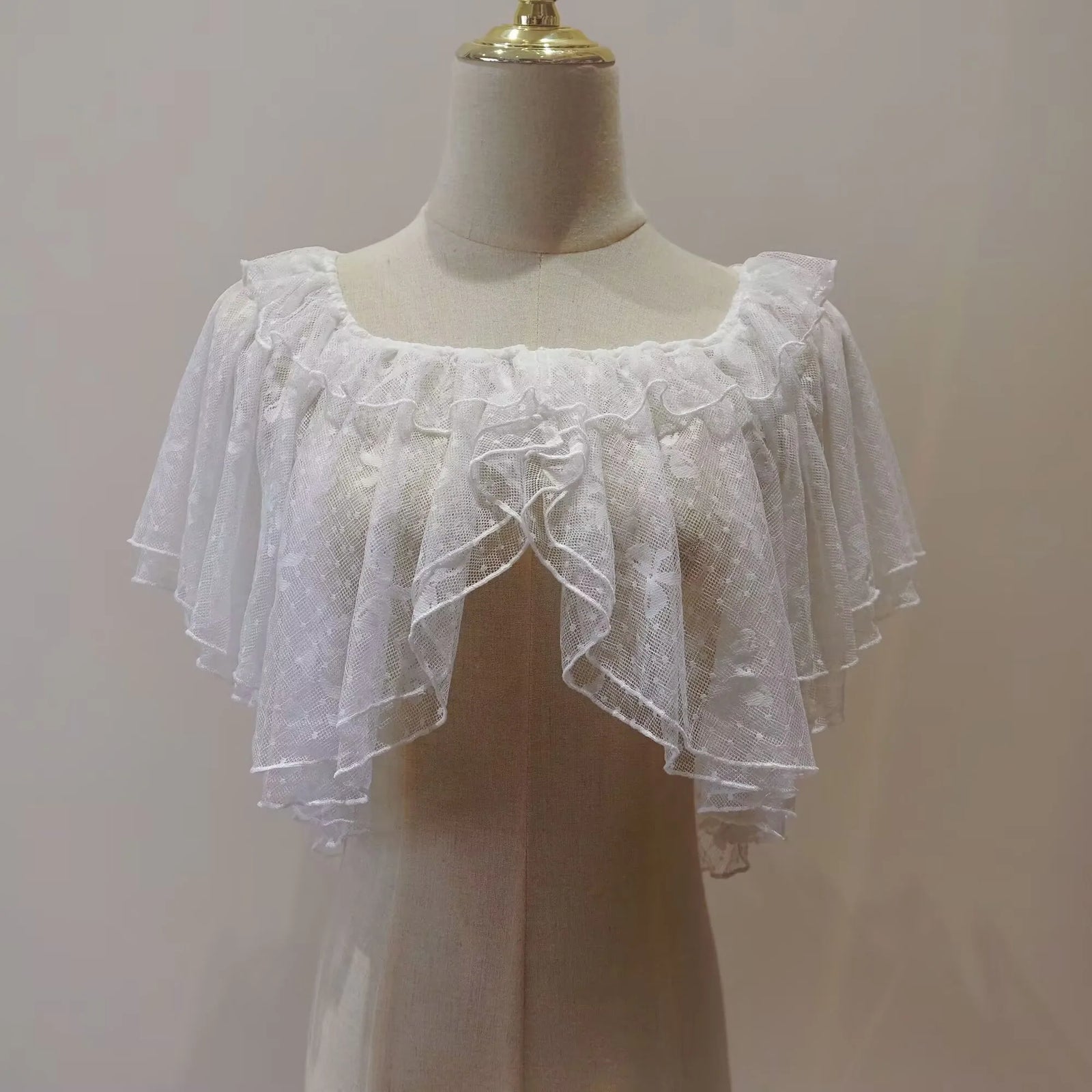 Ruffled Lace Capelet for Layering over Dresses and Tops