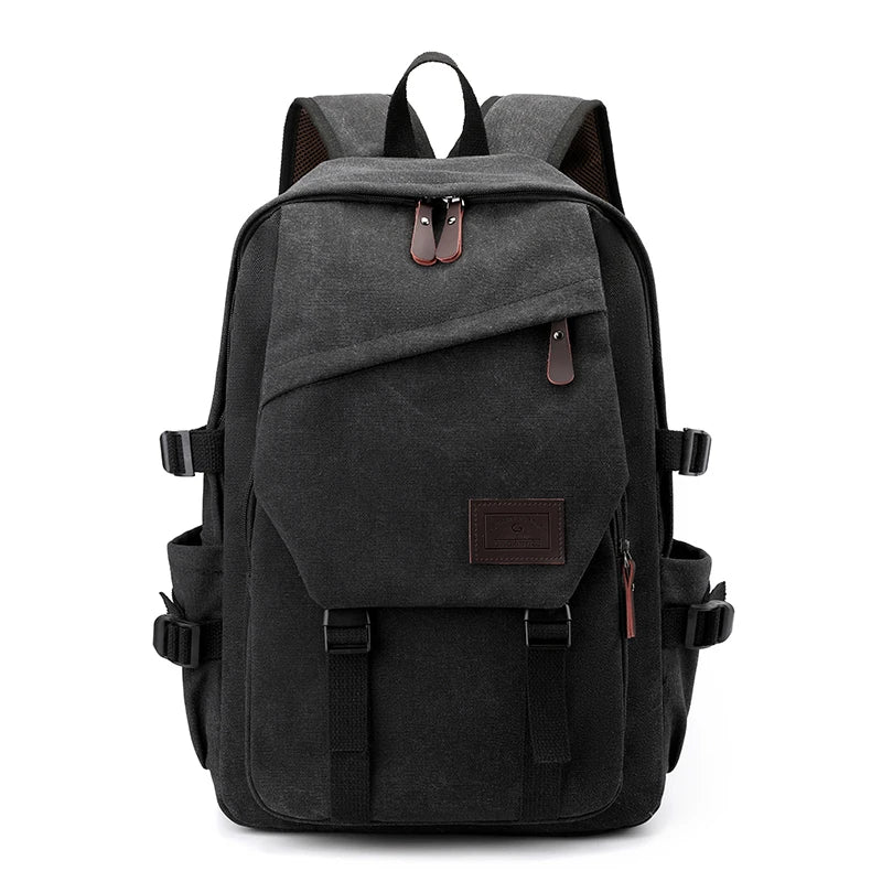 Canvas Travel Backpack with Buckle Front and Adjustable Shoulder Carry Straps