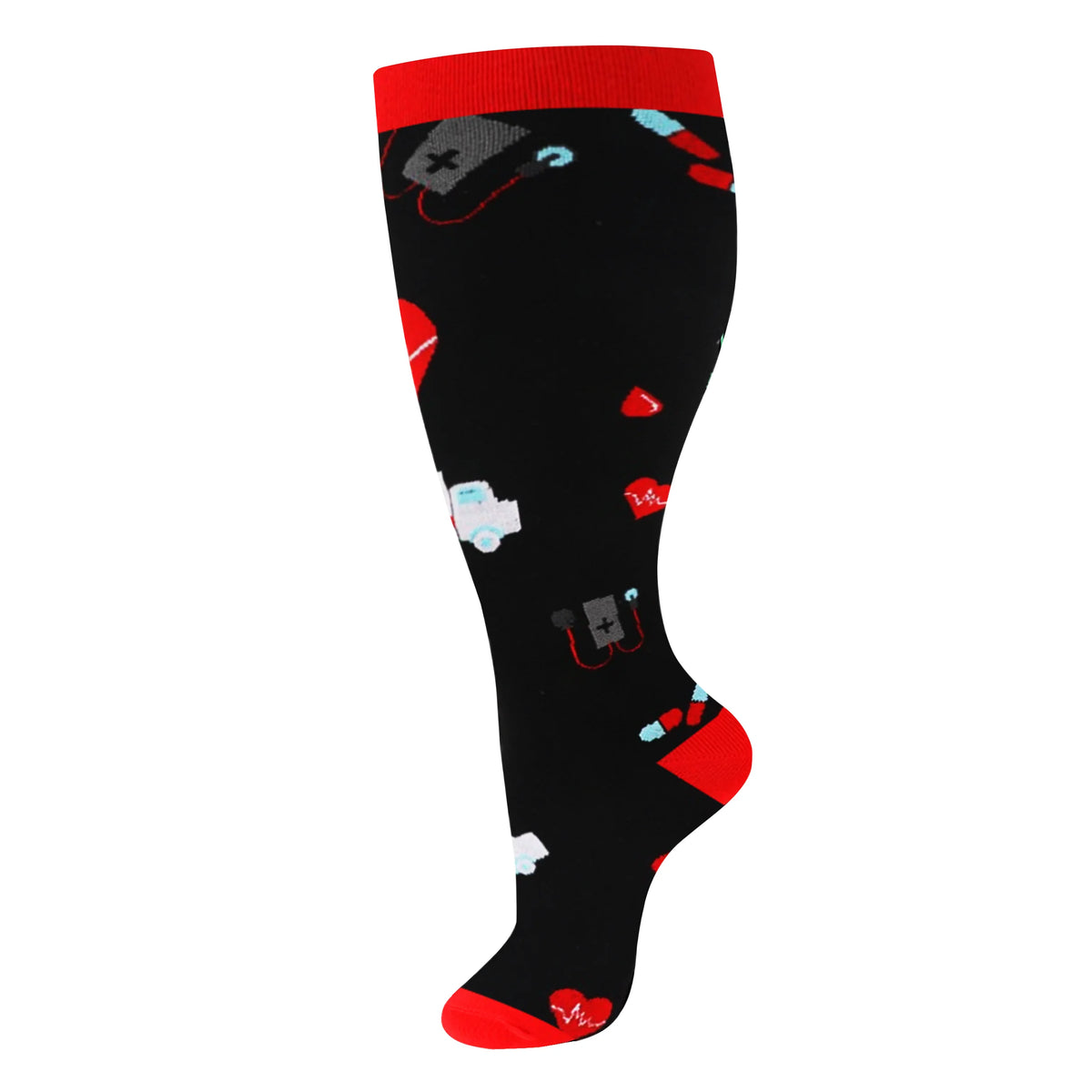 Plus Size Knee High Compression Socks with Pattern Options
