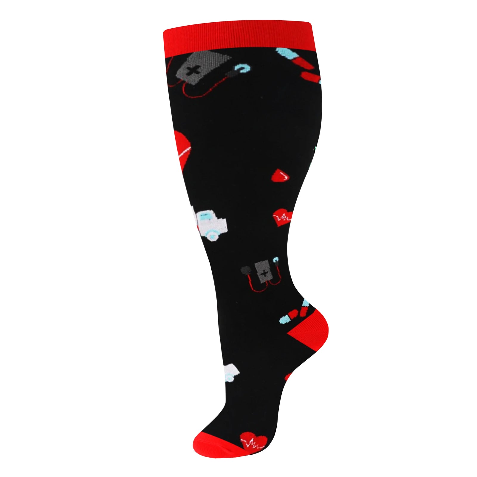 Plus Size Knee High Compression Socks with Pattern Options