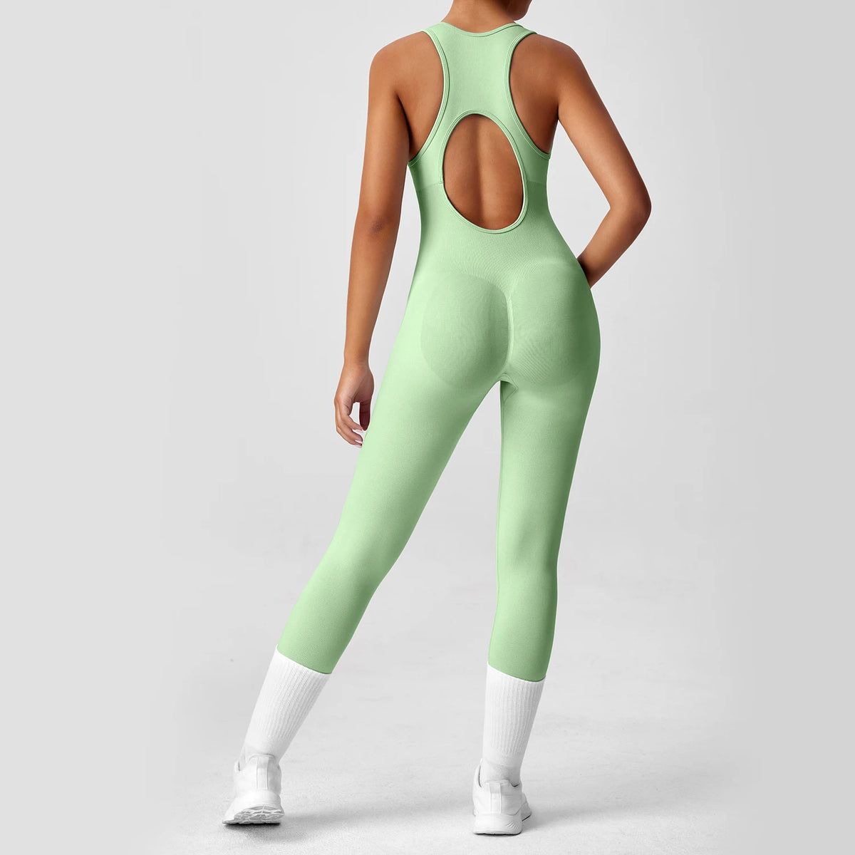 Women's Sleeveless Front Zip Cropped Leg Workout Jumpsuit