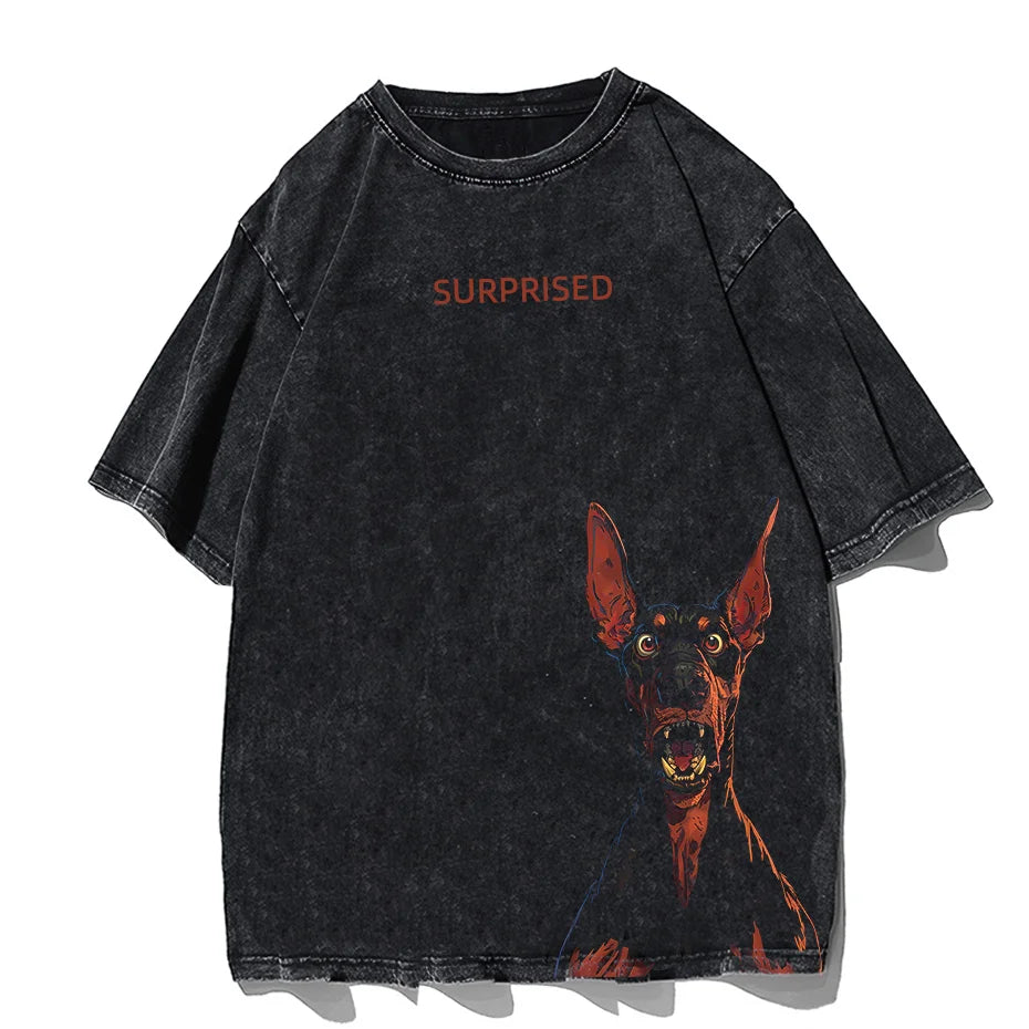 Japanese Cat Cartoon Graphic Baggy T-Shirt Men Streetwear