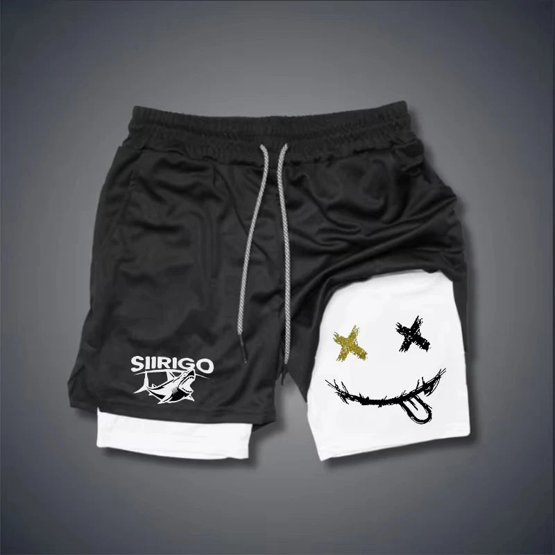 Men's Smiley Graphic Double Layer Shorts