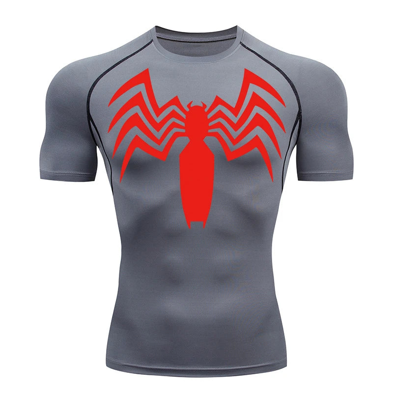 Spider Graphic Compression Short Sleeve T-shirt For Sports Outfits