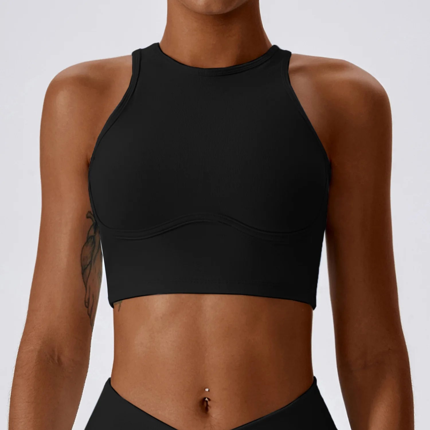 Women's High Neck Keyhole Racerback Sports Bra