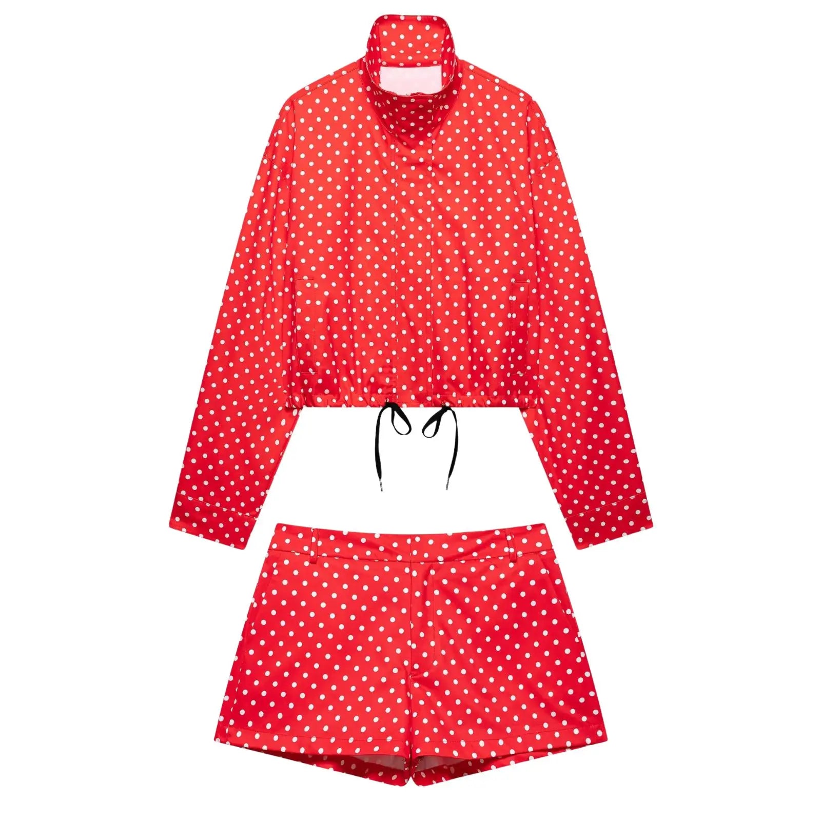 Women's Polka-Dot High-Neck Zip-Front Jacket