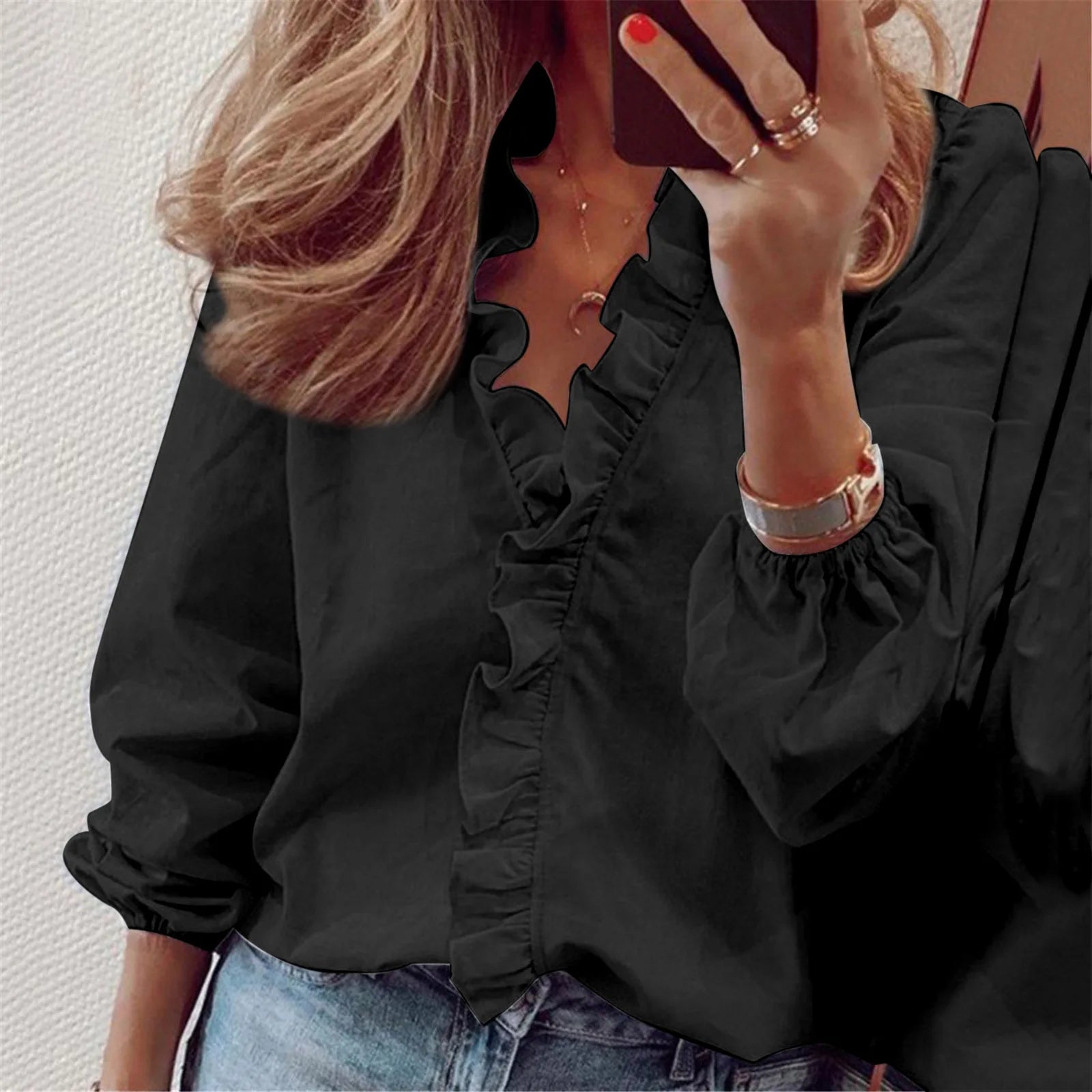 Women's Ruffled Long Sleeve Shirt