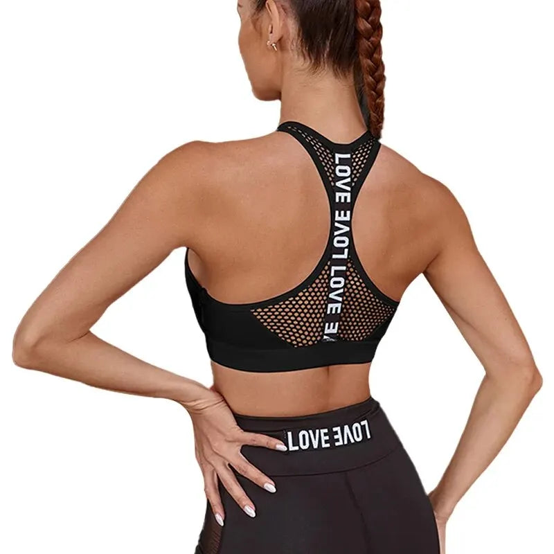 Women's Letter-Strap Racerback Sports Bra