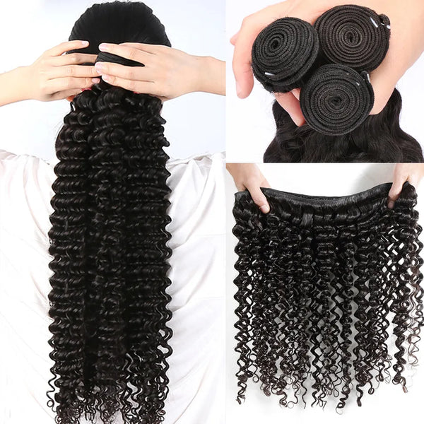 Deep Wave Human Hair Bundles Curly Hair Brazilian Weaving 26 28 Inch Natural Human Hair Remy Loose Deep Wave Hair bundles