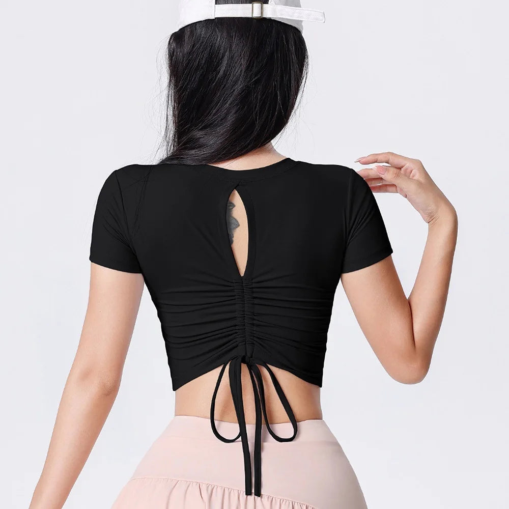 Women's Tie-Back Long-Sleeve Workout Crop Top