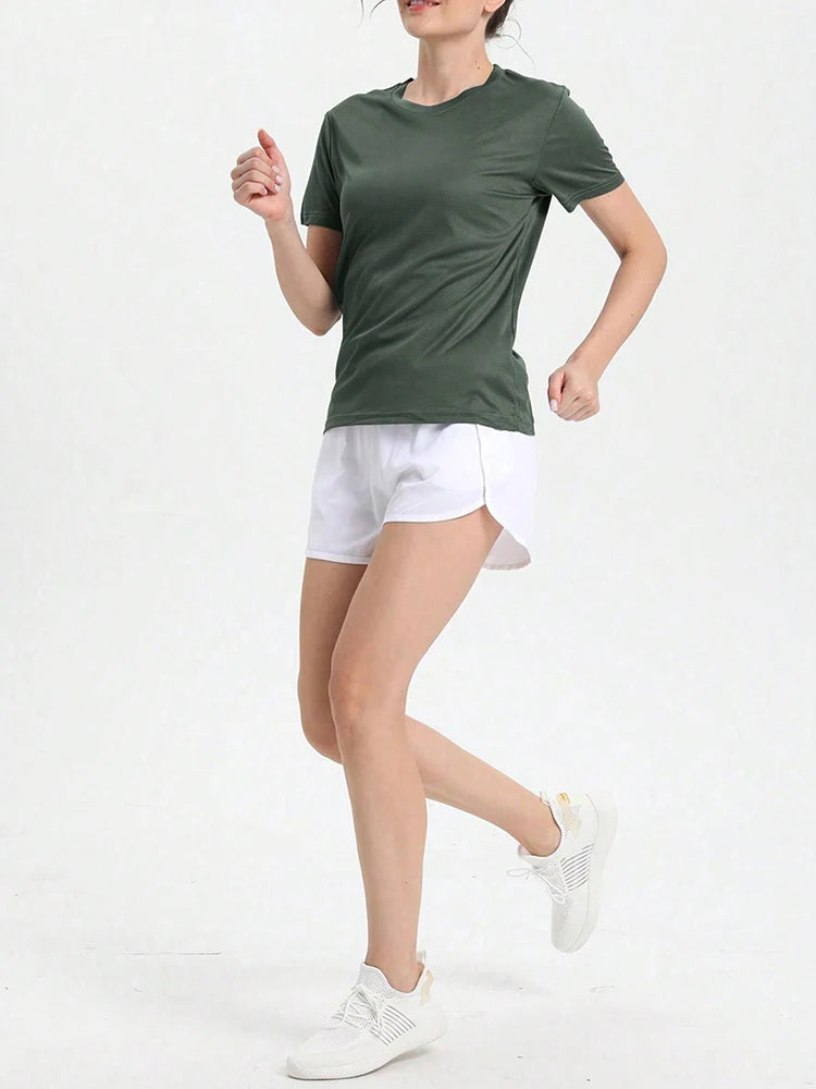 Women's Crew Neck Short Sleeve Sports T-shirt For Workout Outfits