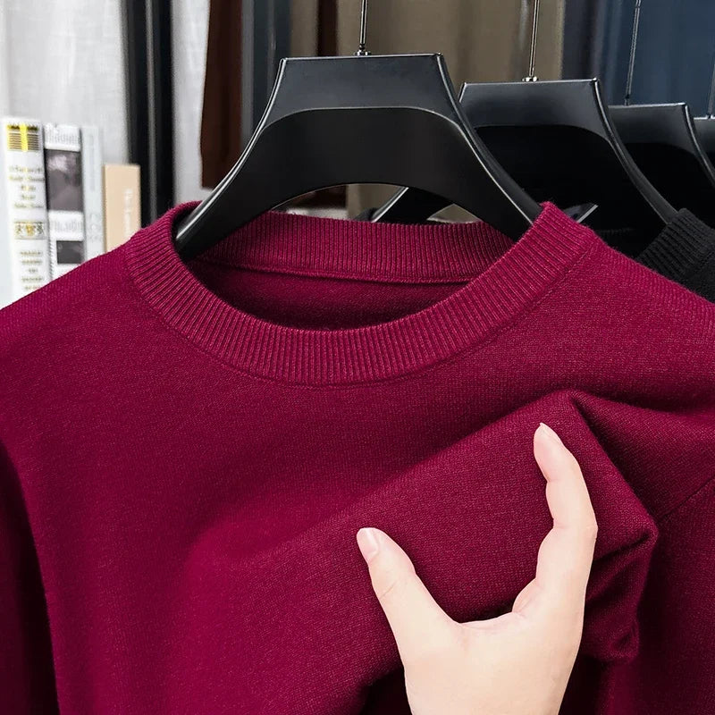 Men's Plain Crew Neck Long Sleeve Knit Sweater