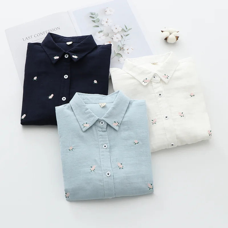 Women's Floral Collared Long Sleeve Shirt