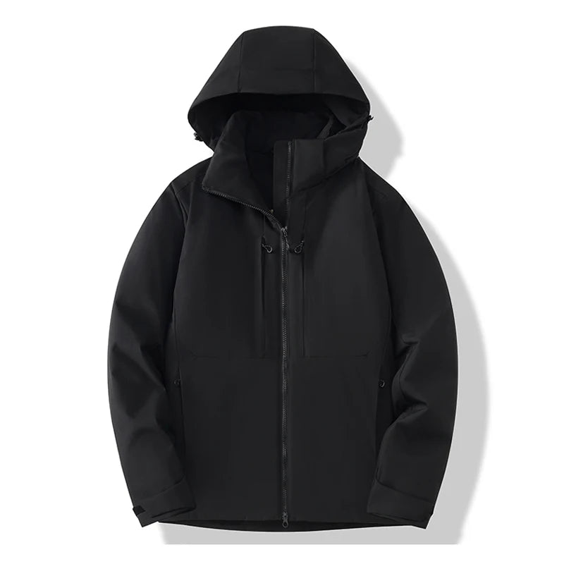 Hooded Long Sleeve Full Zip Outdoor Hiking Jacket with Pockets