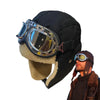 Pilot Costume Hat Beanie With Goggles Pilot Gifts Aviation Men Pilot Costume Fur Ear Flaps Adjustable For Cycling Skiing