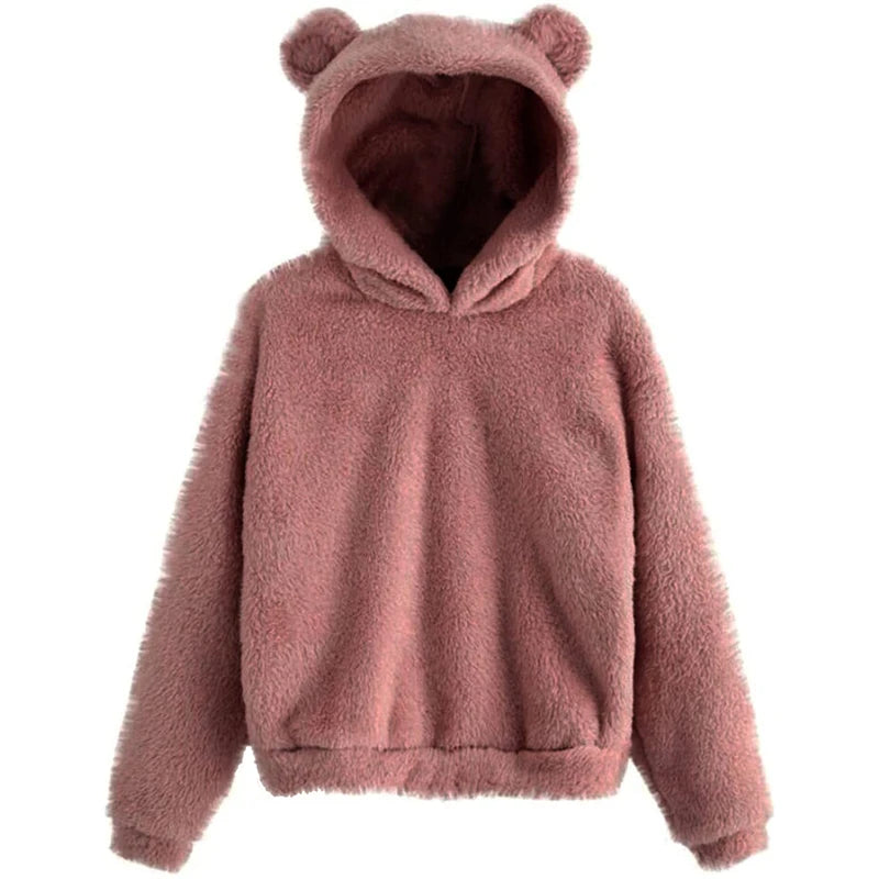 Bear Ear Long Sleeve Pullover Casual Hoodie for Layering