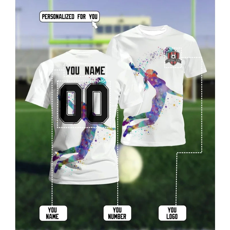 Volleyball Graphic Short Sleeve Crew Neck Sports T Shirt