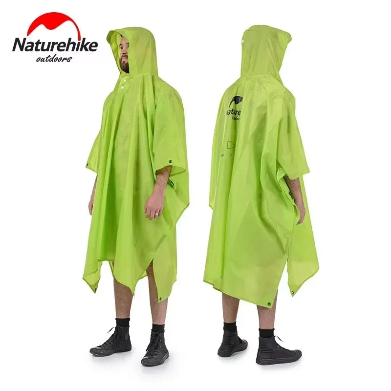 Hooded Outdoor Rain Poncho with Extended Hem and Sleeves