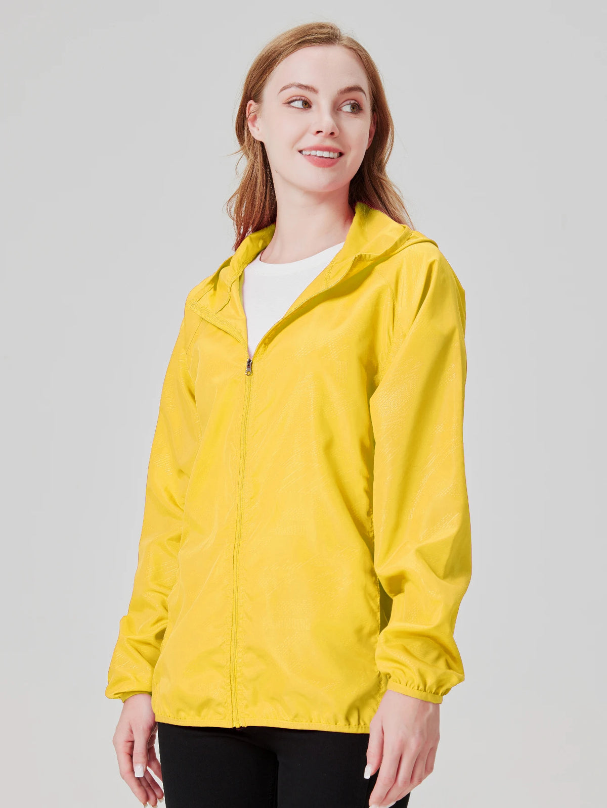 Hooded Long Sleeve Full Zip Outdoor Hiking Jacket with Pockets
