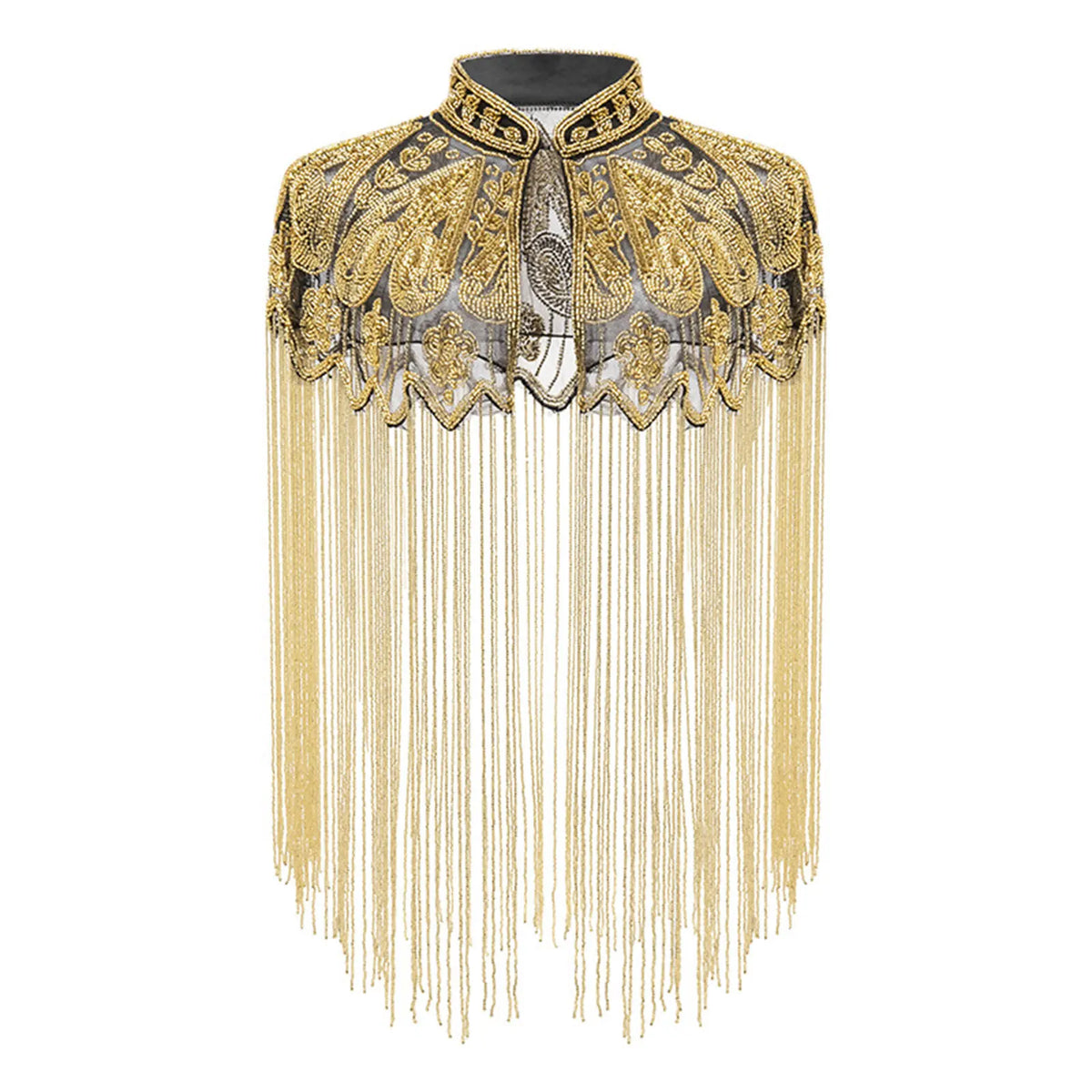 Beaded Long Fringe Cape for Layering over Outfits