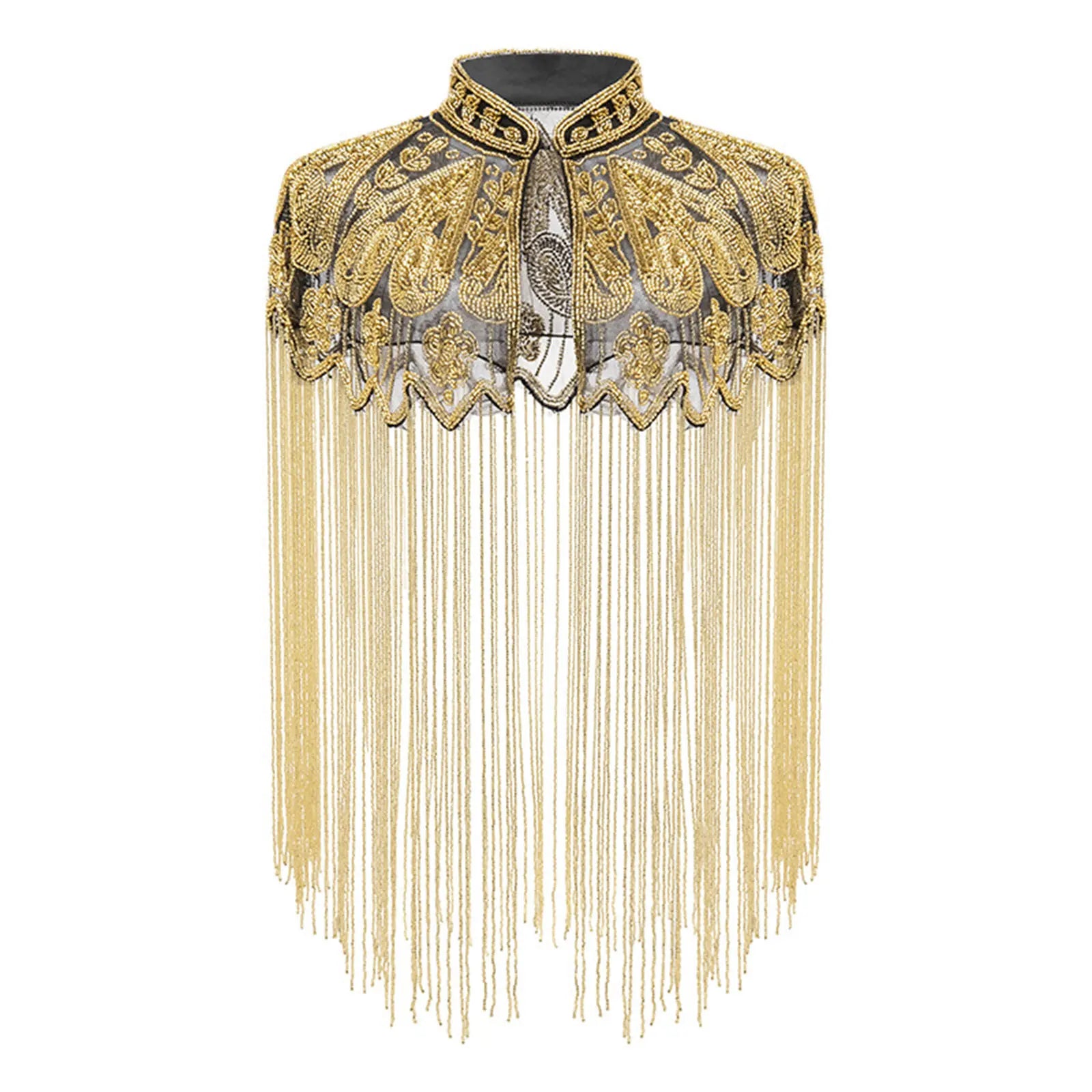 Beaded Long Fringe Cape for Layering over Outfits