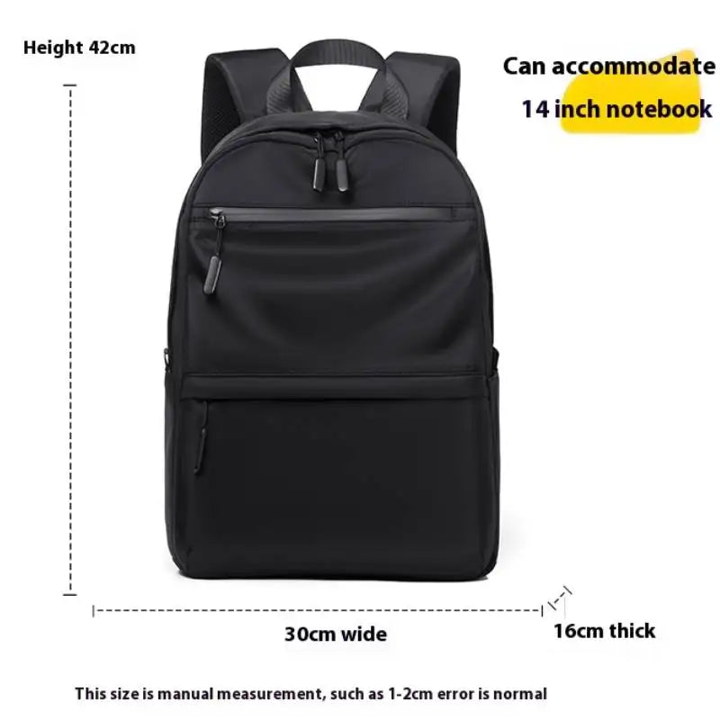 Solid Colour Student Backpack with Front Zippers and Carry Handle