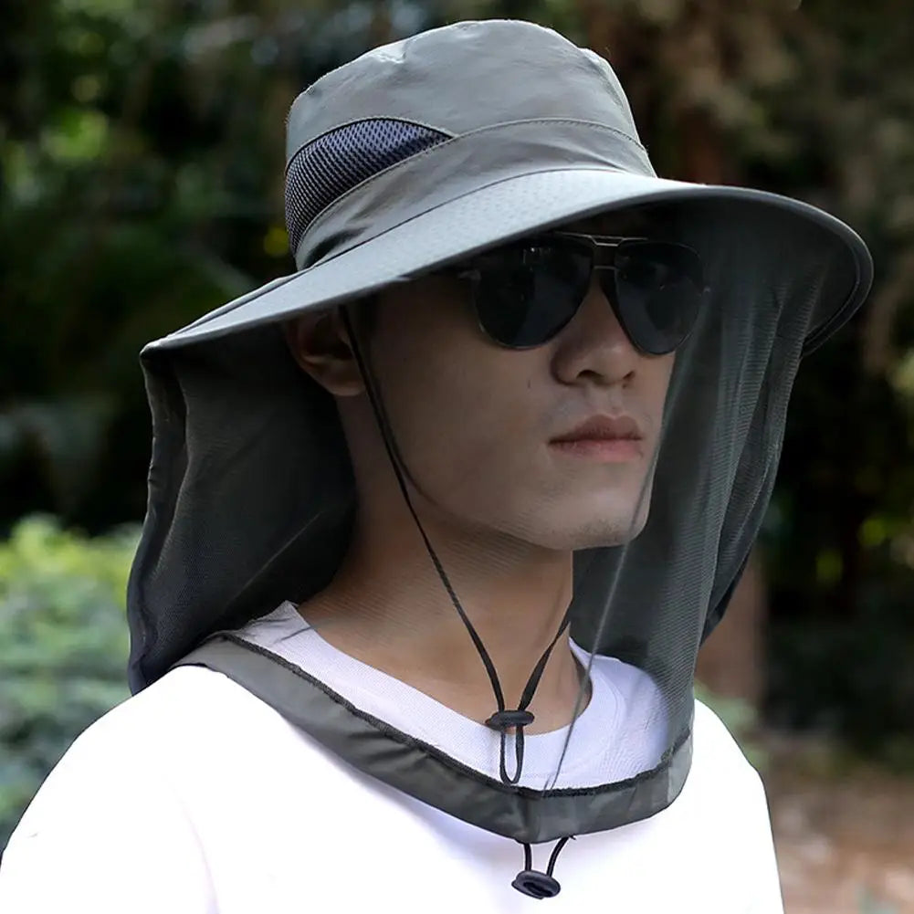 Wide Brim Outdoor Hat with Face Mesh Style Options