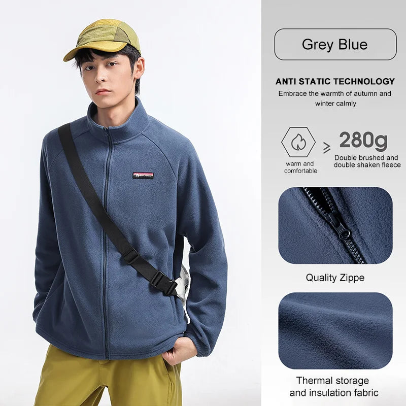 Long Sleeve Full Zip Fleece Outdoor Jacket with Pockets
