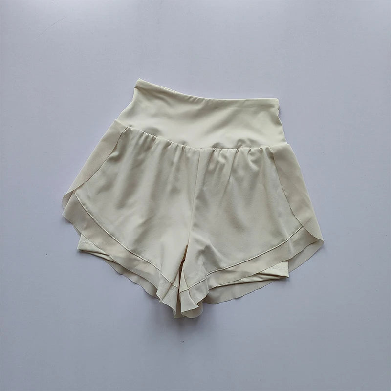 Women's High Waist Two Layer Nylon Blend Running Shorts