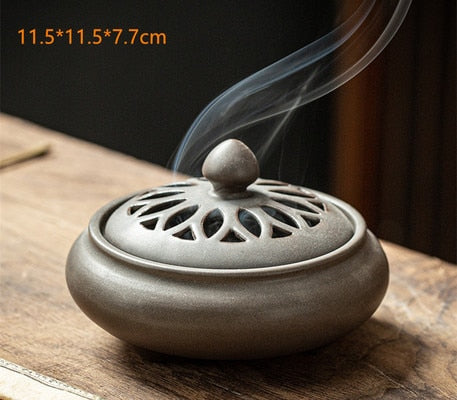 Ceramic Incense Burner Holder Coil Cones Stick Incense Buddhist Home Decor Tearoom Yoga Room Desktop Ornaments 8 Styles