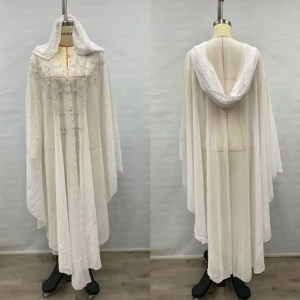 Embellished Sheer Hooded Cape for Layering over Outfits