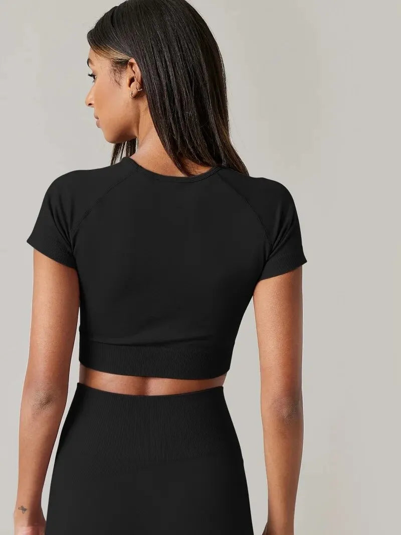 Women's Short-Sleeve Seamless Workout Crop Top