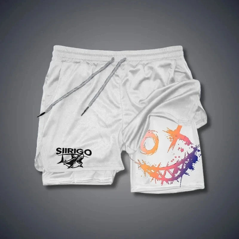 Men's Smiley Graphic Double Layer Shorts