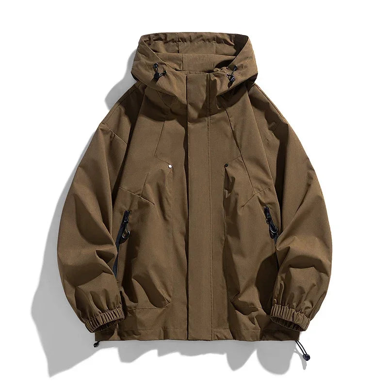 Hooded Long Sleeve Full Zip Outdoor Hiking Jacket with Pockets