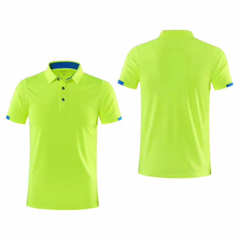 Solid Short Sleeve Collared Golf Polo Shirt with Button Placket