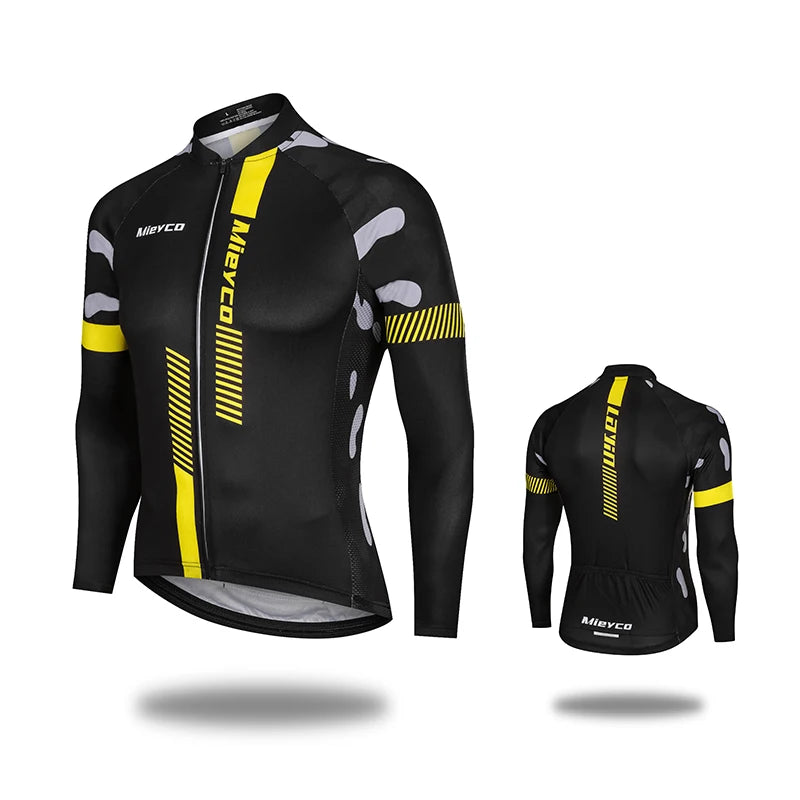 Mens Cycling Jersey Long Sleeve High Elastic for Spring Autumn Bike Riding and Outdoor Sports