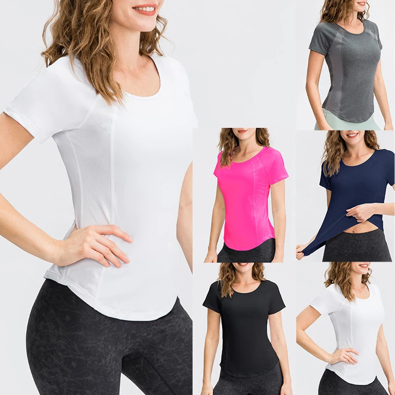 Women's Loose Round Neck Short Sleeve T-shirt For Workout Outfits