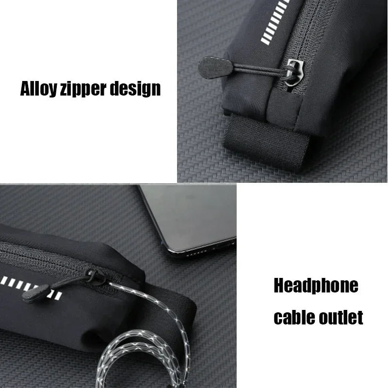 Slim Running Waist Bag with Zippered Front Storage