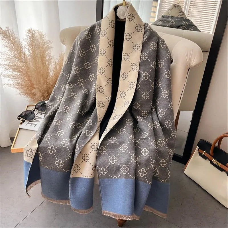 Patterned Fringed Wrap Scarf for Layering over Outfits