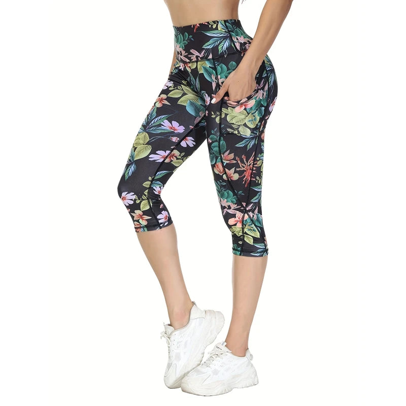 Women's Side Pocket Capri Leggings For Workout Outfits
