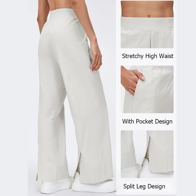 Women's High Waist Nylon Blend Cropped Wide Leg Pants for Yoga