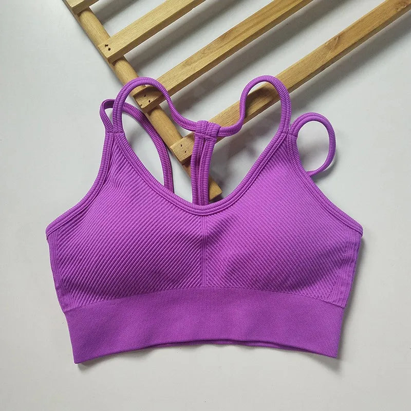 Women's Ribbed Scoop Neck Sports Bra