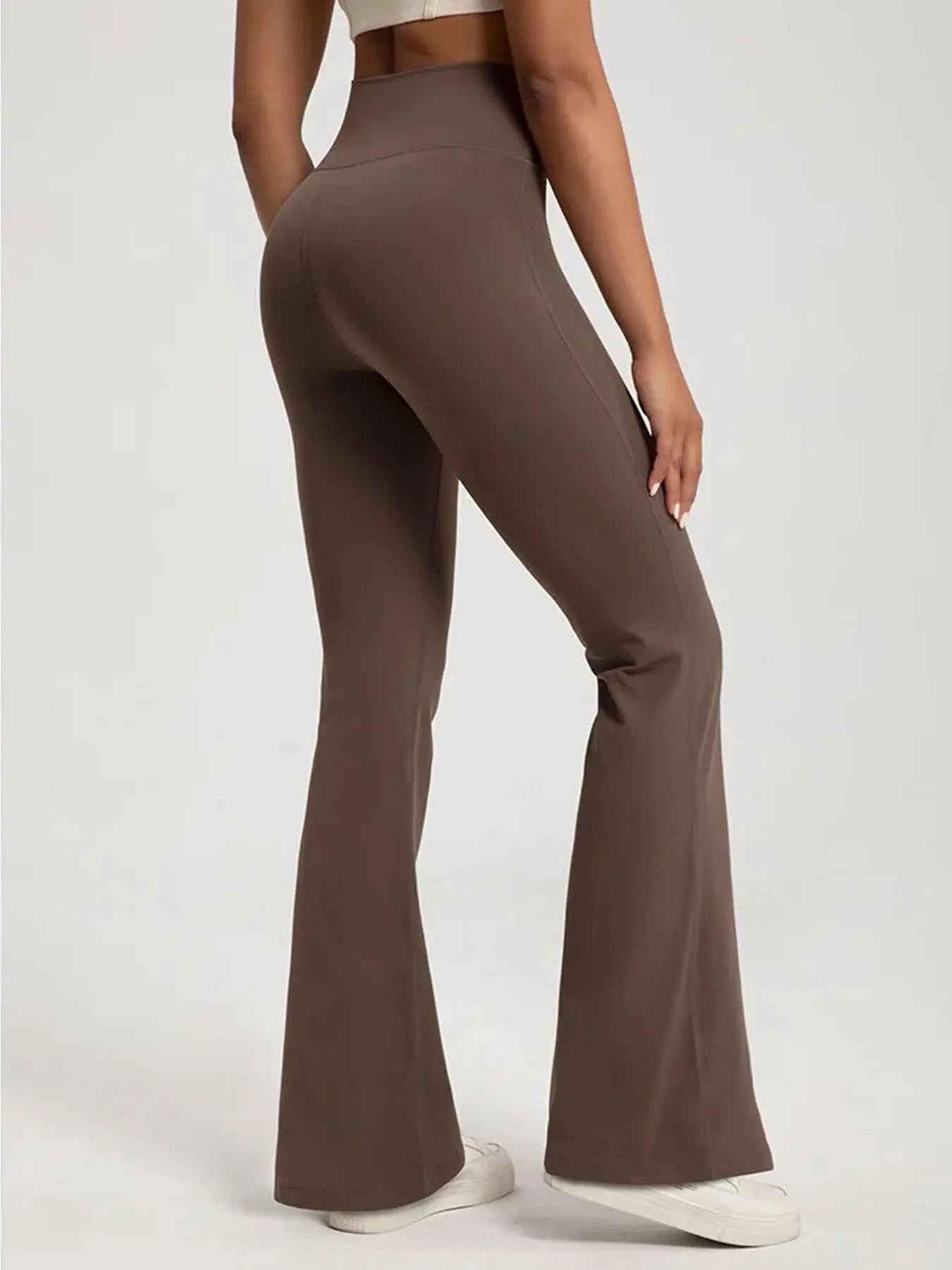 Women's High Crossover Waist Cotton Flared Pants for Yoga and Casual Wear